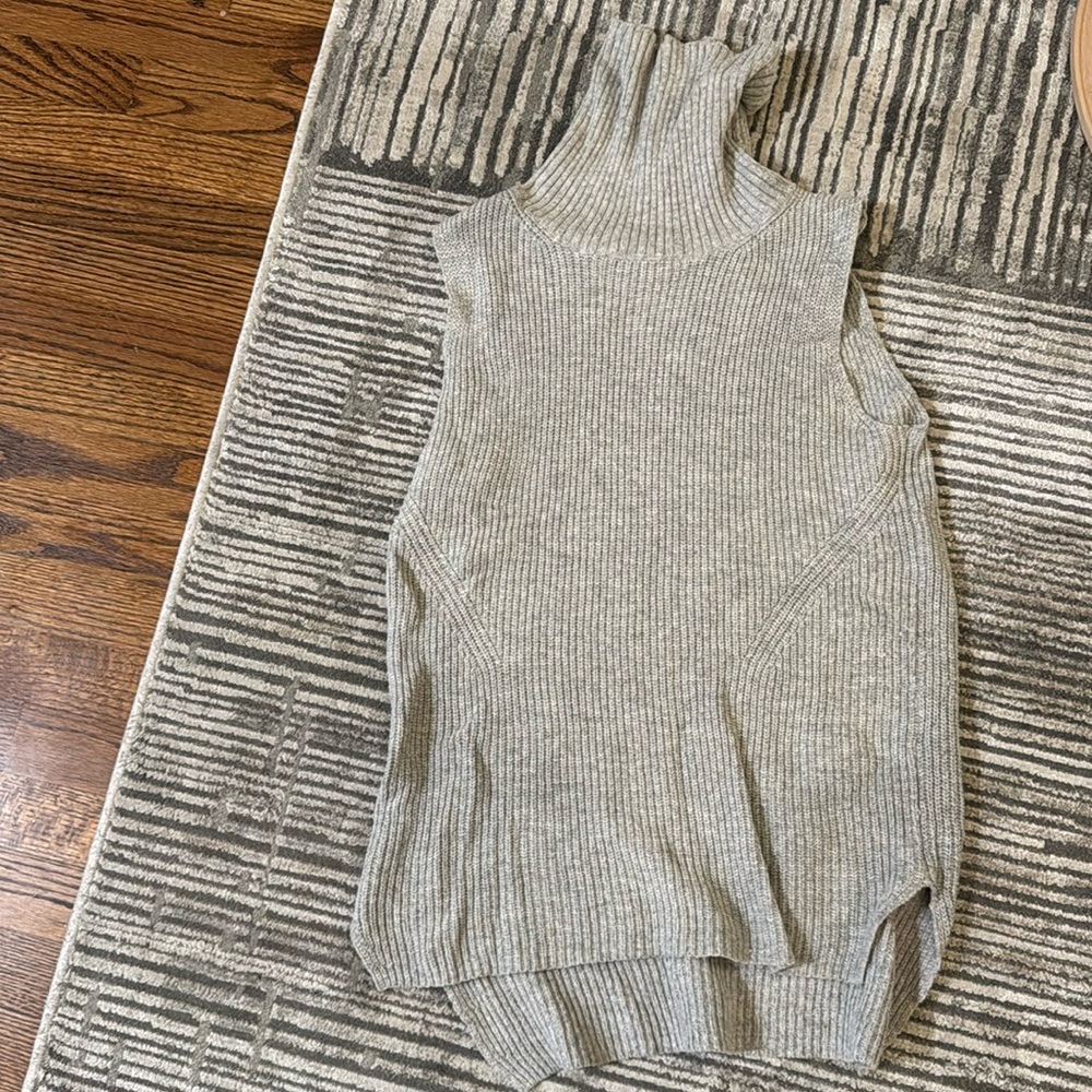 Gray turtleneck sleeveless sweater